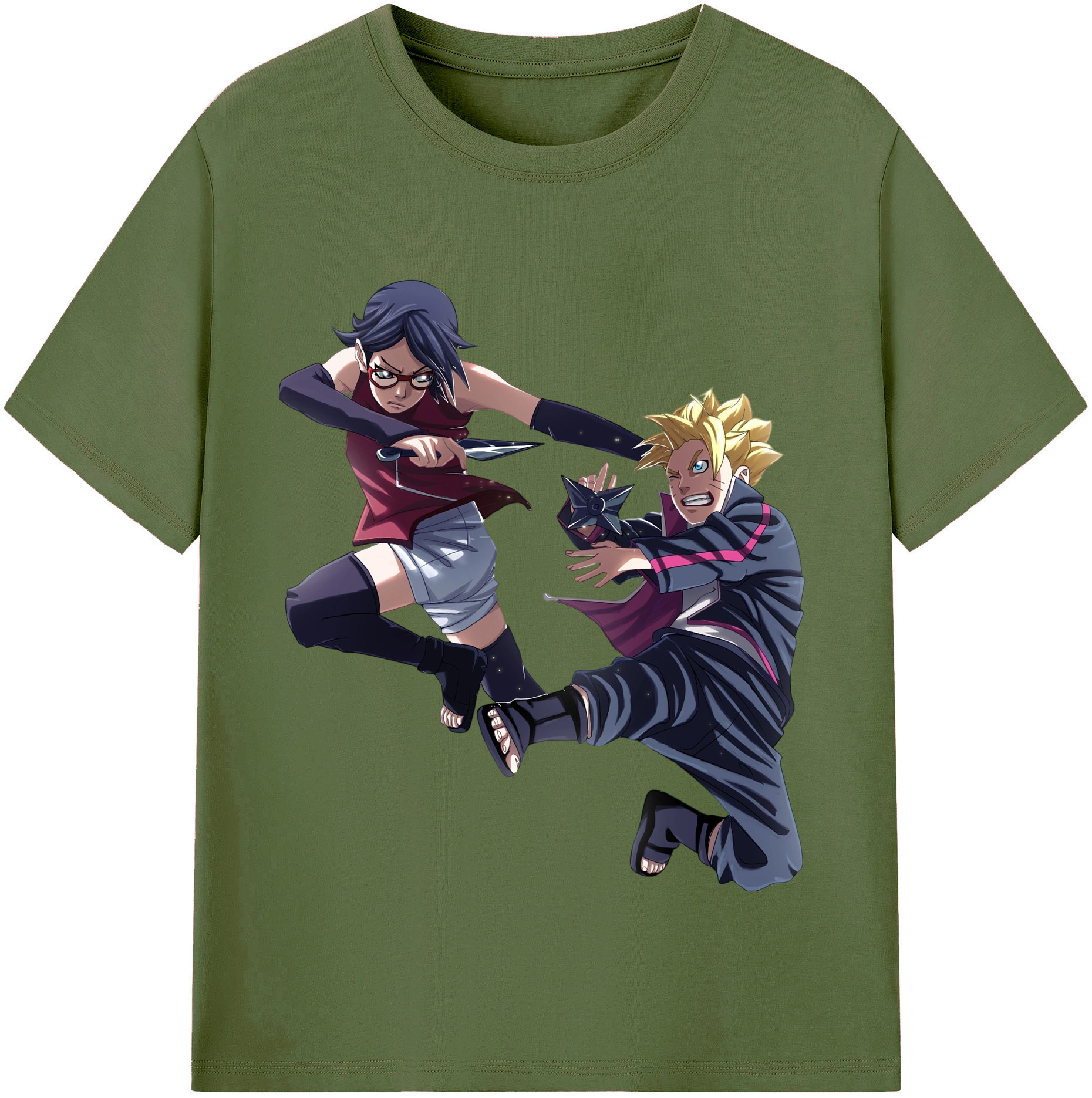 （画像用） NARUTO -ナルト- うちは サラダ Uchiha Sarada 綿100％半袖Tシャツ（フロントプリント）